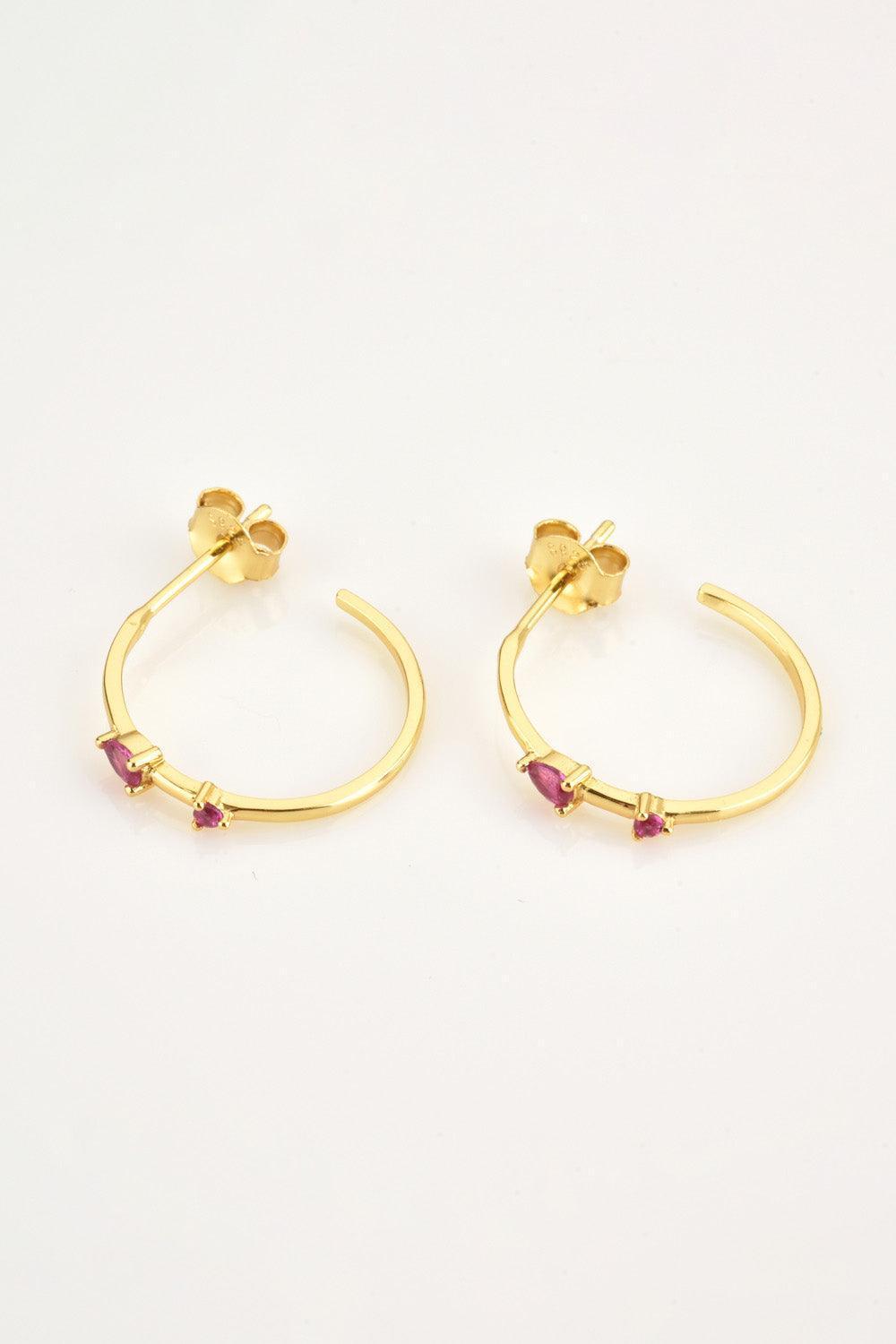 Style Buzz Zircon C- Shaped Sterling Silver Hoop Earrings - MXSTUDIO.COM