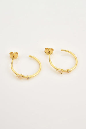 Style Buzz Zircon C- Shaped Sterling Silver Hoop Earrings - MXSTUDIO.COM