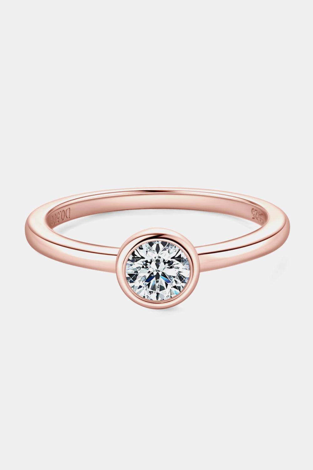 Stylish Ambiance Rose Gold Plated Moissanite Solitaire Ring - MXSTUDIO.COM