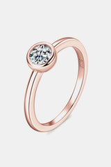 Stylish Ambiance Rose Gold Plated Moissanite Solitaire Ring - MXSTUDIO.COM