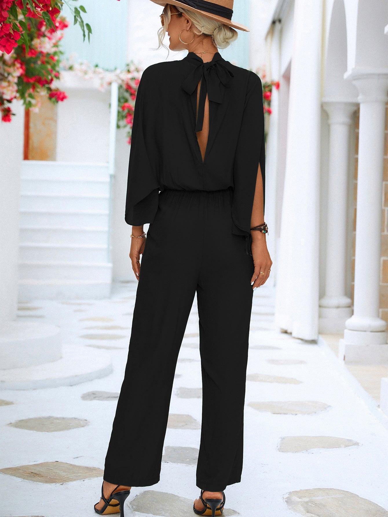 Stylish Back Tie Detail Jumpsuit - MXSTUDIO.COM