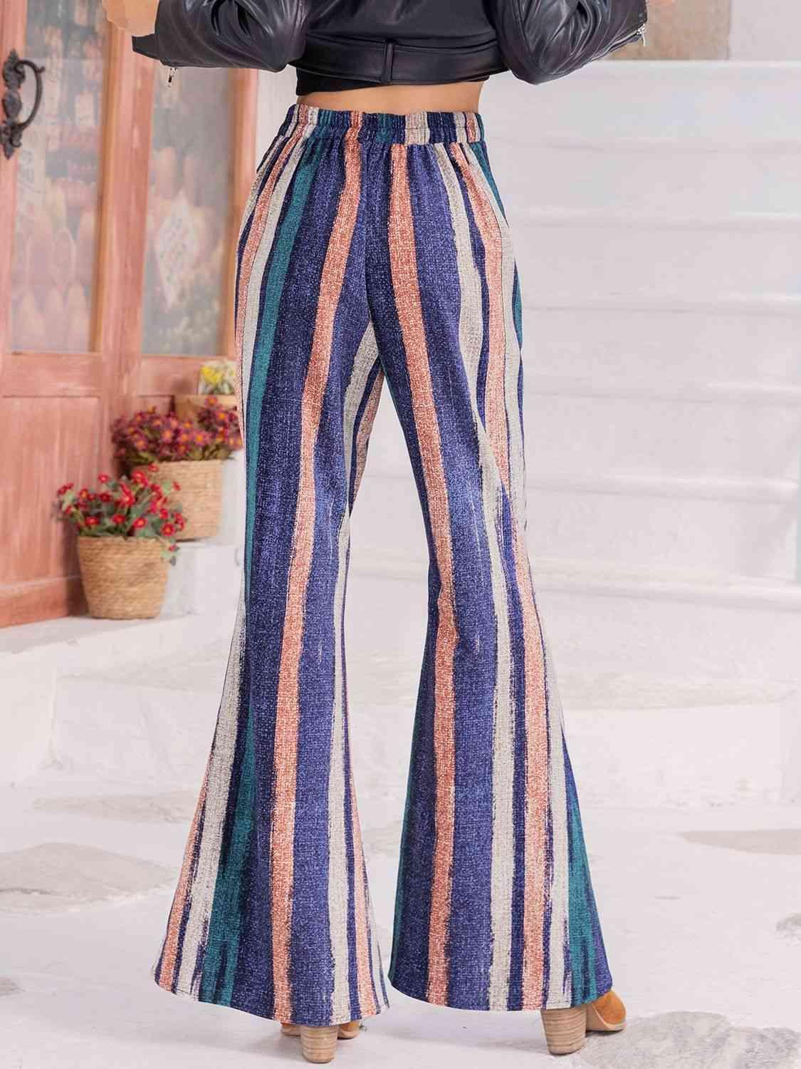 Stylish Cowgirl High Waist Striped Flare Pants - MXSTUDIO.COM