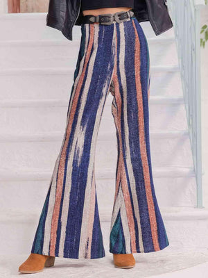 Stylish Cowgirl High Waist Striped Flare Pants - MXSTUDIO.COM