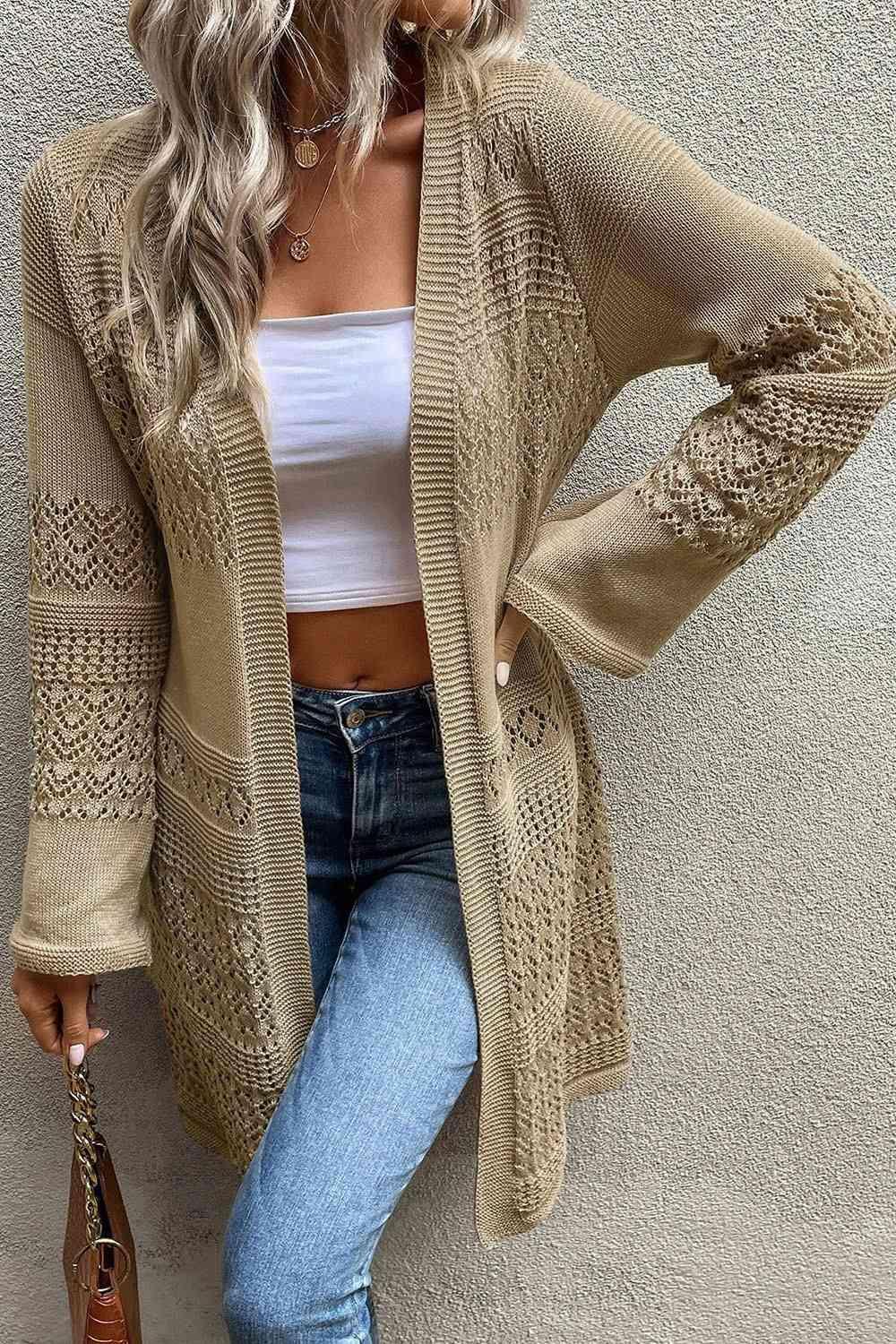 Stylish Embrace Open Front Longline Knit Cardigan-MXSTUDIO.COM