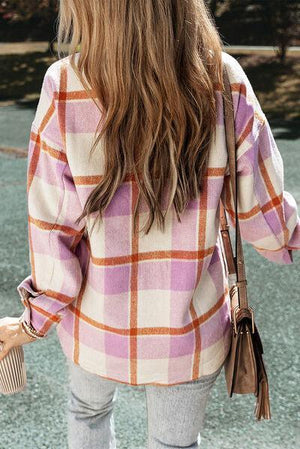 Stylish Outerwear Plaid Button Down Jacket-MXSTUDIO.COM