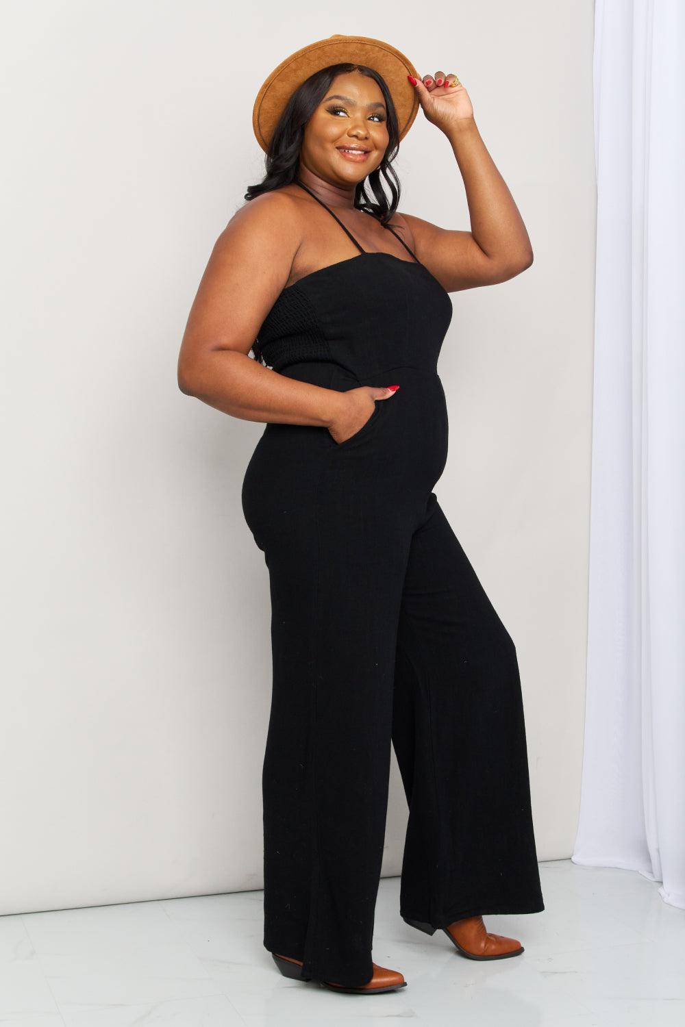 Stylish Plus Size Halter Neck Jumpsuit - MXSTUDIO.COM