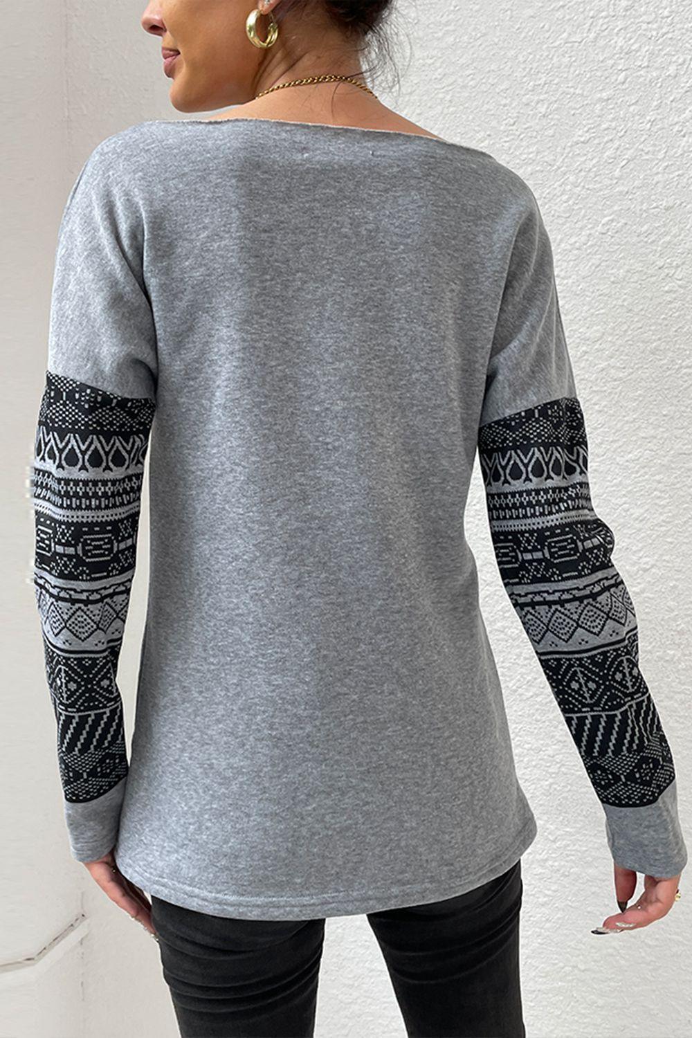 Stylishly Comfy Boat Neck Long Sleeve Top - MXSTUDIO.COM