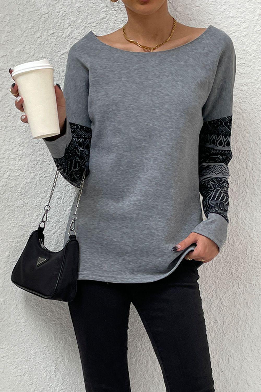 Stylishly Comfy Boat Neck Long Sleeve Top - MXSTUDIO.COM