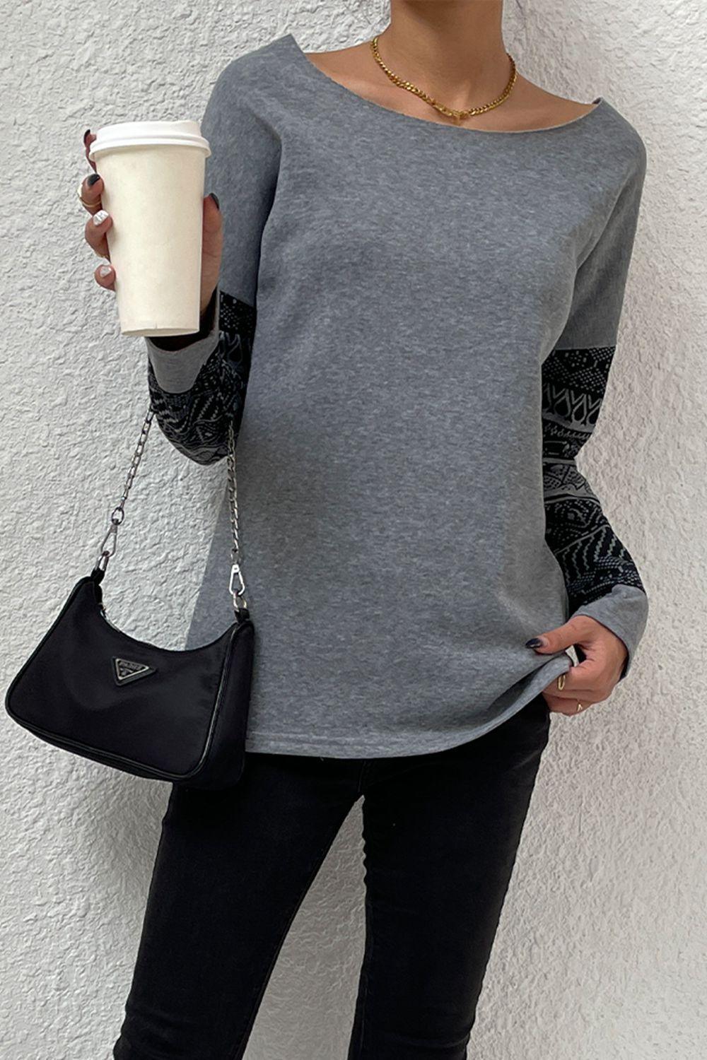 Stylishly Comfy Boat Neck Long Sleeve Top - MXSTUDIO.COM