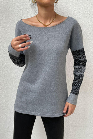 Stylishly Comfy Boat Neck Long Sleeve Top - MXSTUDIO.COM