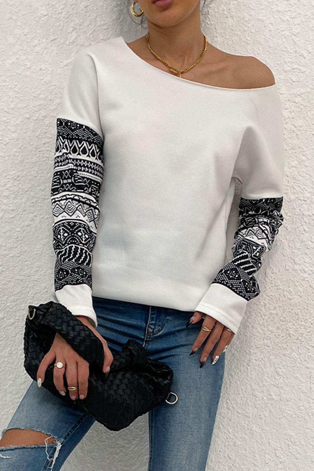 Stylishly Comfy Boat Neck Long Sleeve Top - MXSTUDIO.COM