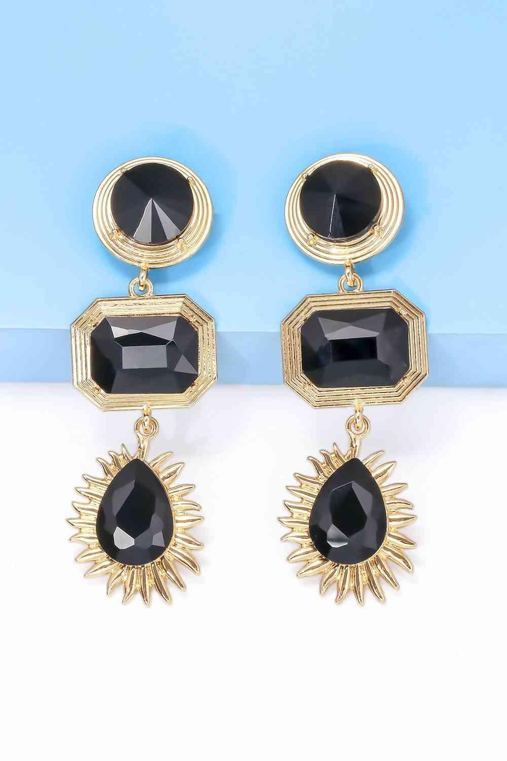 Stylishly Framed Glass Geometric Dangle Earrings-MXSTUDIO.COM