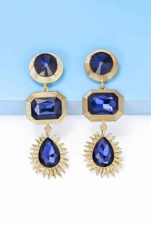 Stylishly Framed Glass Geometric Dangle Earrings-MXSTUDIO.COM