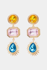 Stylishly Framed Glass Geometric Dangle Earrings-MXSTUDIO.COM