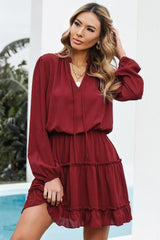 Stylishly Free Long Balloon Sleeve Mini Dress - MXSTUDIO.COM