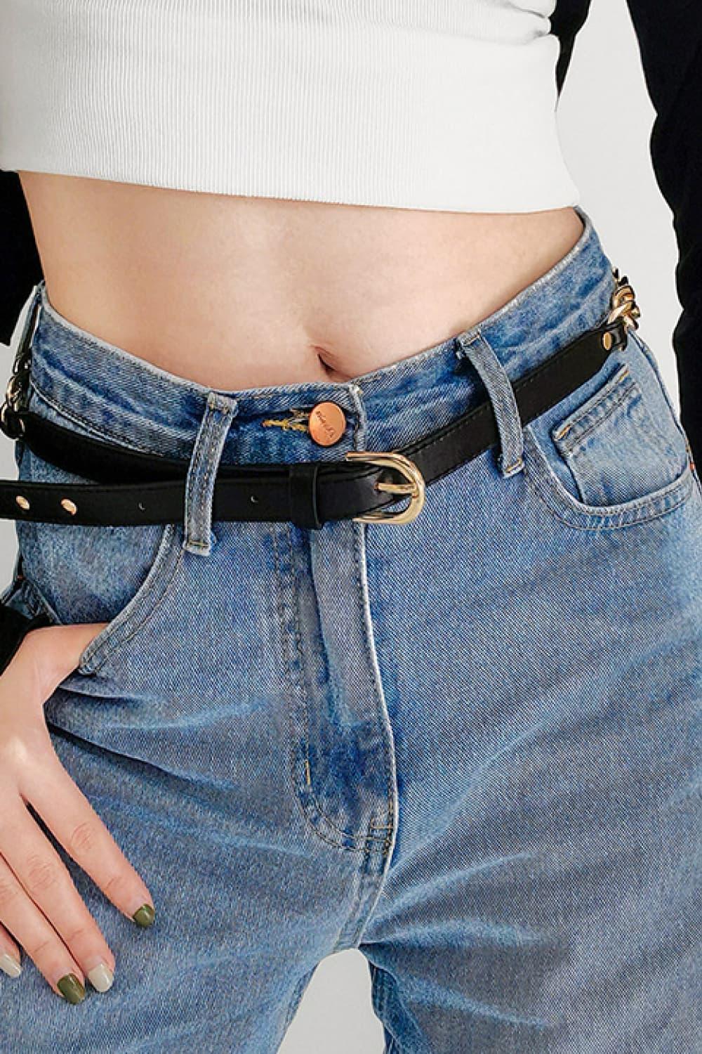 Stylishly Innovative Women's Leather Chain Belt - MXSTUDIO.COM