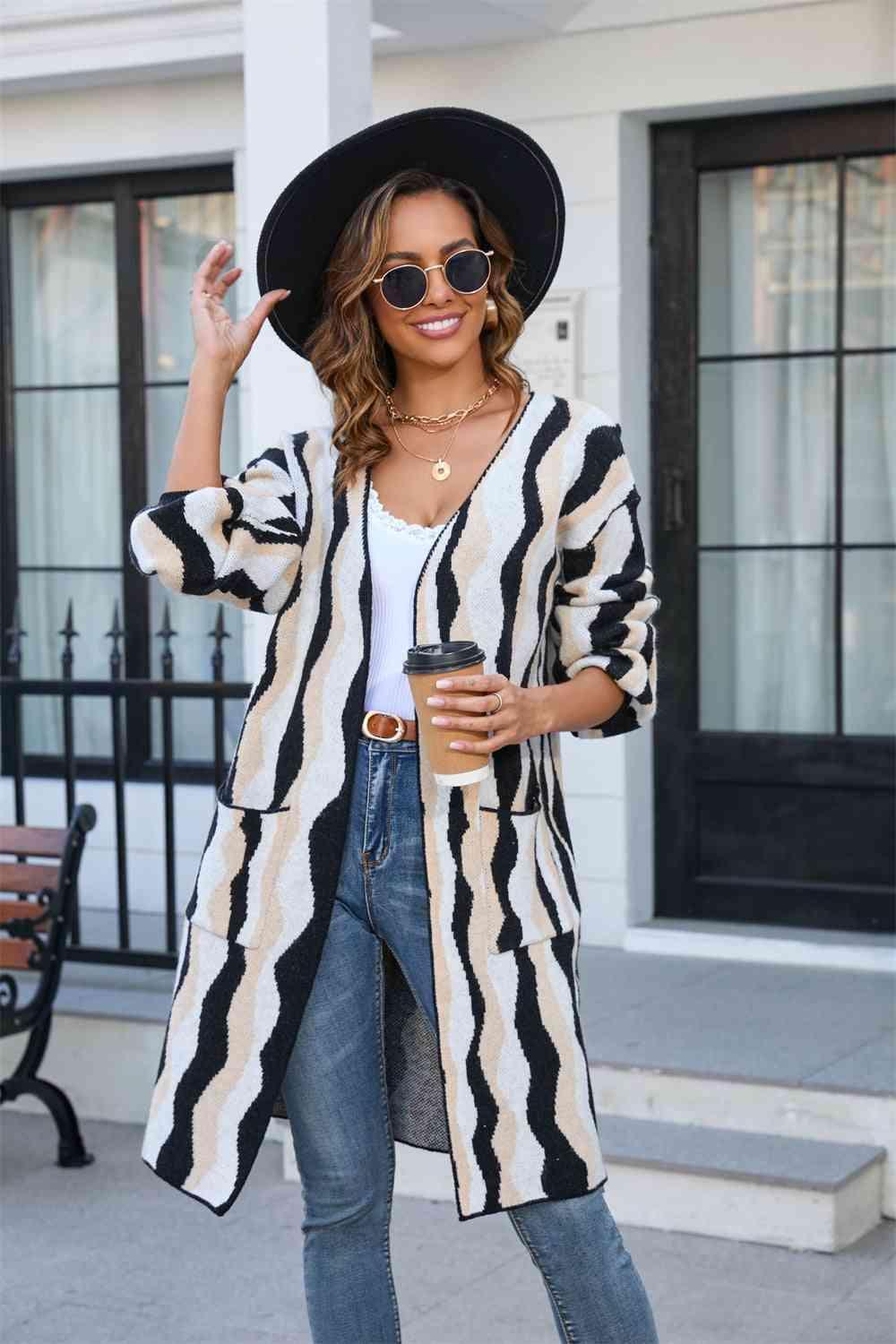 Stylishly Warm Long Cardigan With Pockets - MXSTUDIO.COM