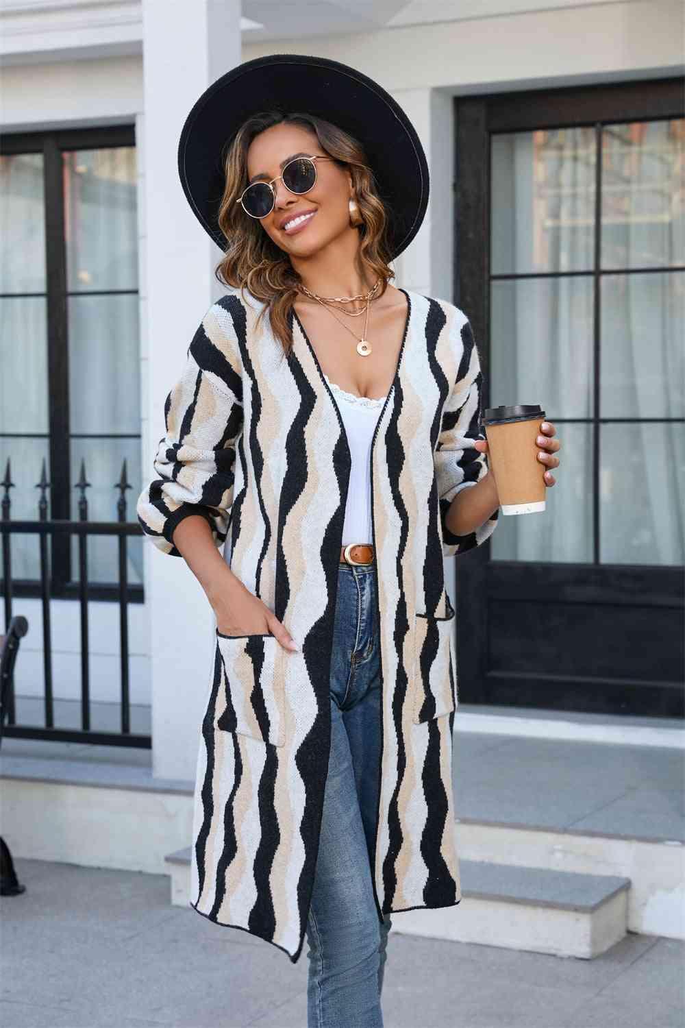 Stylishly Warm Long Cardigan With Pockets - MXSTUDIO.COM