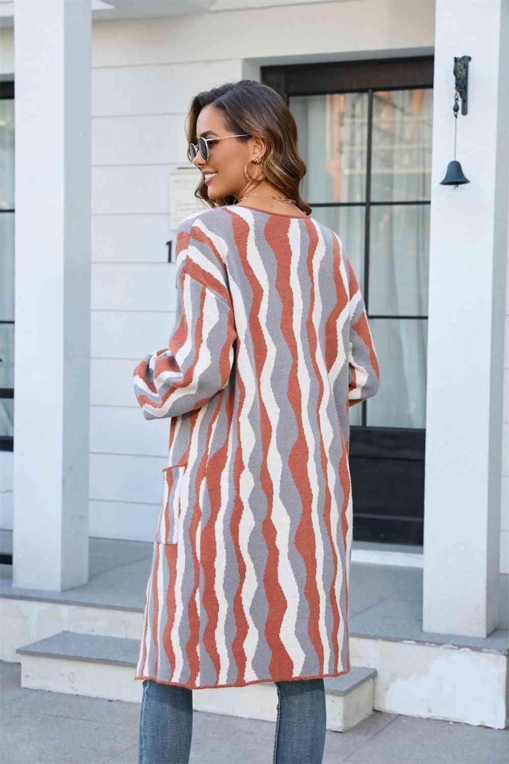 Stylishly Warm Long Cardigan With Pockets - MXSTUDIO.COM