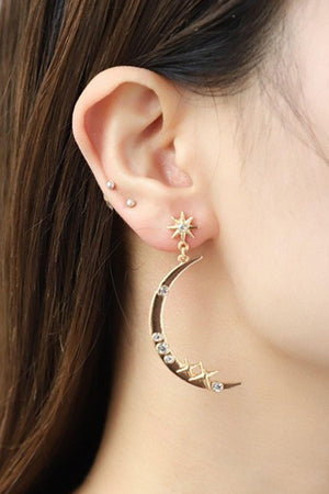 Sublime Zircon Star and Moon Earrings - MXSTUDIO.COM