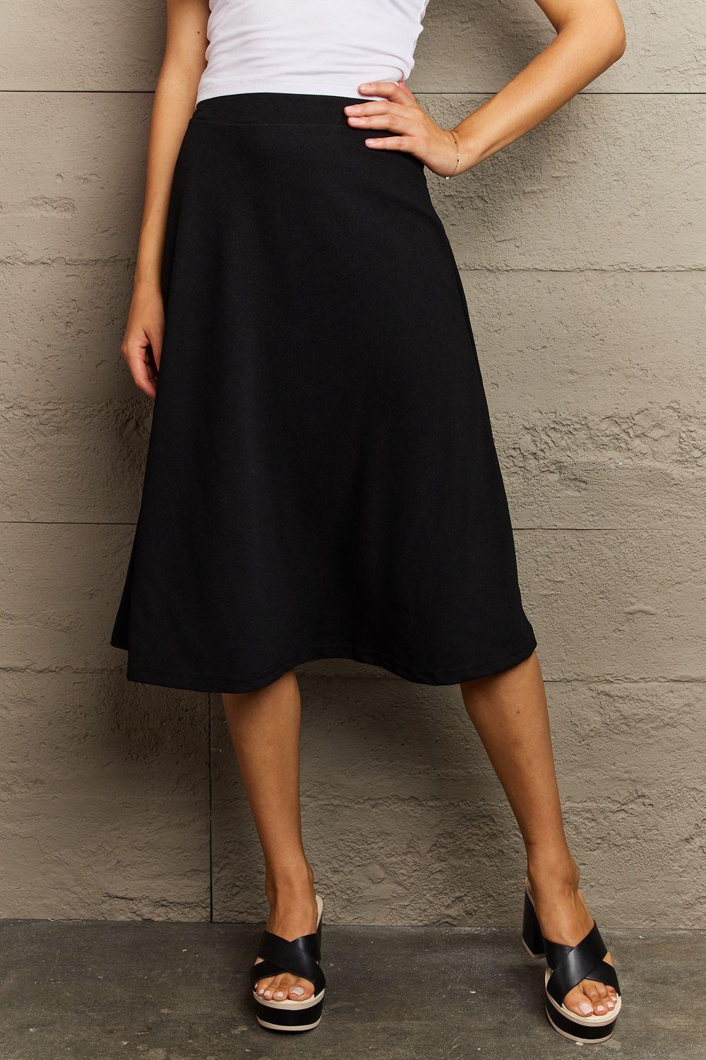 Subtle Charm Wide Waistband Knee Length Skirt - MXSTUDIO.COM