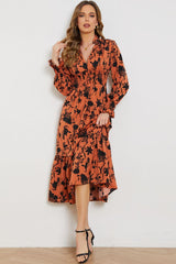 Successful Woman Floral Long Sleeve Midi Dress - MXSTUDIO.COM