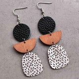 Suitable For You Leather & Wood Drop Earrings-MXSTUDIO.COM