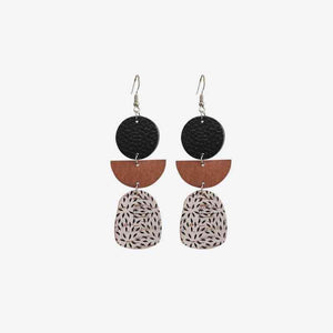 Suitable For You Leather & Wood Drop Earrings-MXSTUDIO.COM