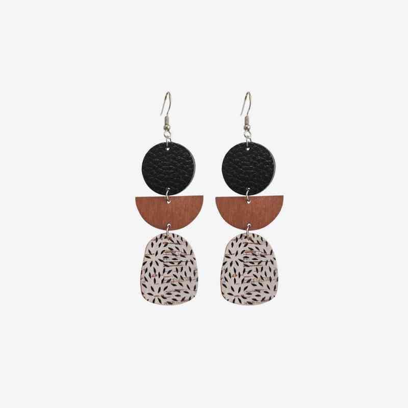 Suitable For You Leather & Wood Drop Earrings-MXSTUDIO.COM