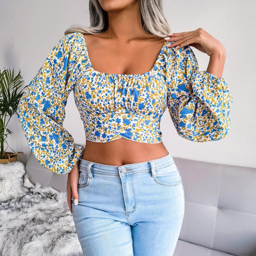 Summer Babe Floral Crisscross Cropped Top - MXSTUDIO.COM