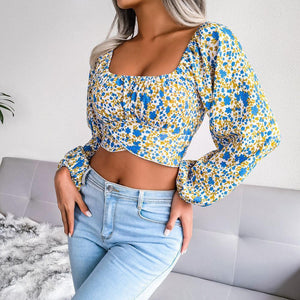 Summer Babe Floral Crisscross Cropped Top - MXSTUDIO.COM