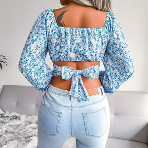 Summer Babe Floral Crisscross Cropped Top - MXSTUDIO.COM