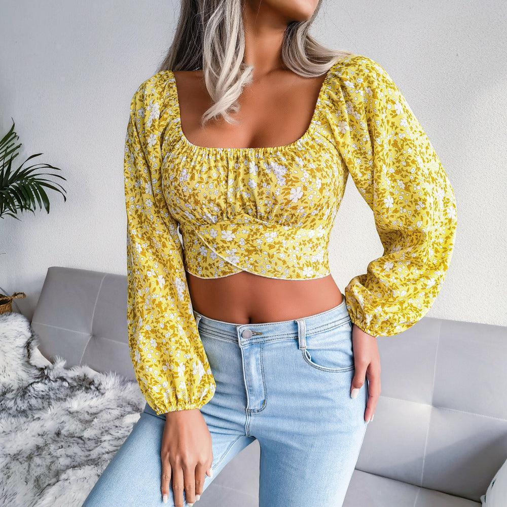 Summer Babe Floral Crisscross Cropped Top - MXSTUDIO.COM