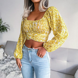 Summer Babe Floral Crisscross Cropped Top - MXSTUDIO.COM