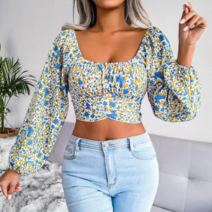 Summer Babe Floral Crisscross Cropped Top - MXSTUDIO.COM