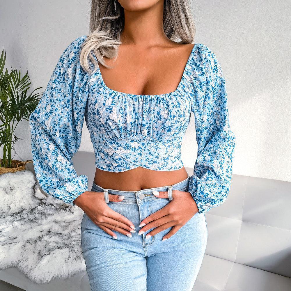 Summer Babe Floral Crisscross Cropped Top - MXSTUDIO.COM