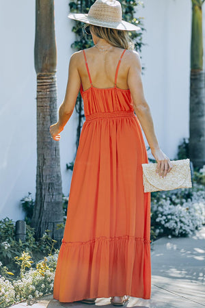 Summer Chic Orange Spaghetti Strap Dress - MXSTUDIO.COM