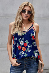 Summer Confidence Mesh Trim Floral Cami Top - MXSTUDIO.COM