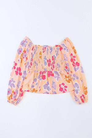 Summer Cutie Long Sleeve Floral Peplum Blouse - MXSTUDIO.COM