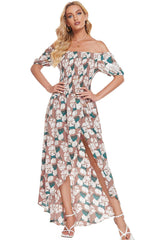 Summer Dazzle Floral Off-Shoulder Slit Maxi Dress - MXSTUDIO.COM