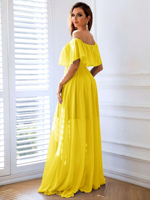 Summer Dazzle Off-Shoulder Split Maxi Dress - MXSTUDIO.COM