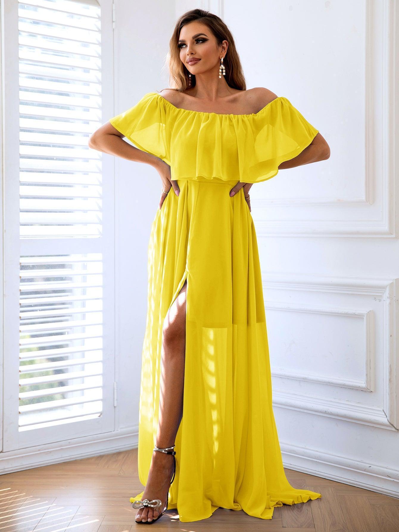 Summer Dazzle Off-Shoulder Split Maxi Dress - MXSTUDIO.COM