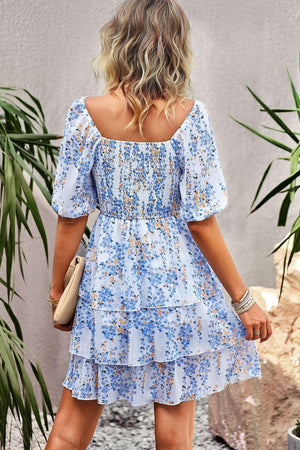 Summer Dazzler Puff Sleeve Layered Mini Dress - MXSTUDIO.COM