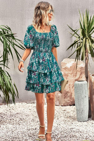 Summer Dazzler Puff Sleeve Layered Mini Dress - MXSTUDIO.COM