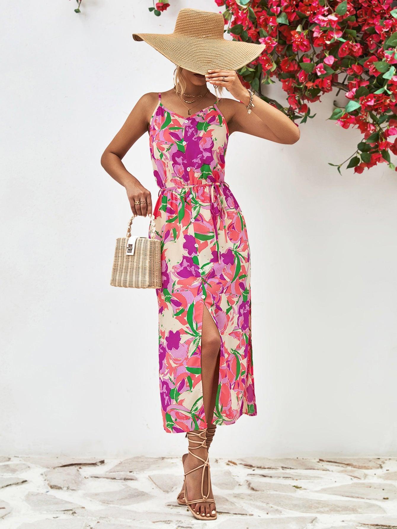 Summer Delight Slit Spaghetti Strap Midi Dress - MXSTUDIO.COM