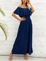 Summer Deluxe Slit A-Line Off Shoulder Maxi Dress - MXSTUDIO.COM