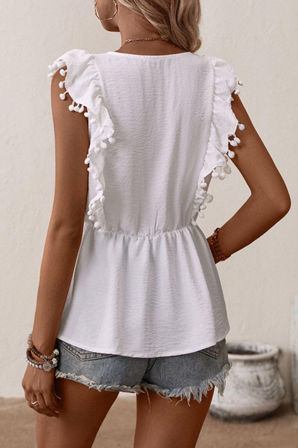 Summer Divine Plunge Floral Embroidered Top - MXSTUDIO.COM