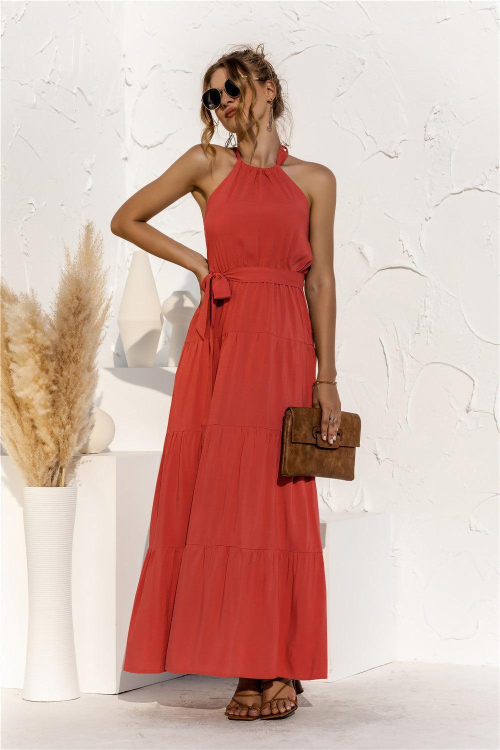 Summer Extravagance Halter Tiered Maxi Dress - MXSTUDIO.COM