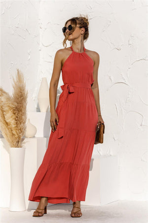 Summer Extravagance Halter Tiered Maxi Dress - MXSTUDIO.COM