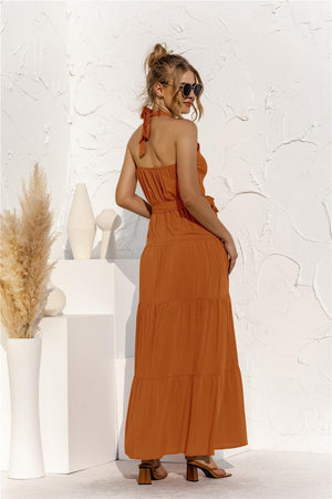 Summer Extravagance Halter Tiered Maxi Dress - MXSTUDIO.COM